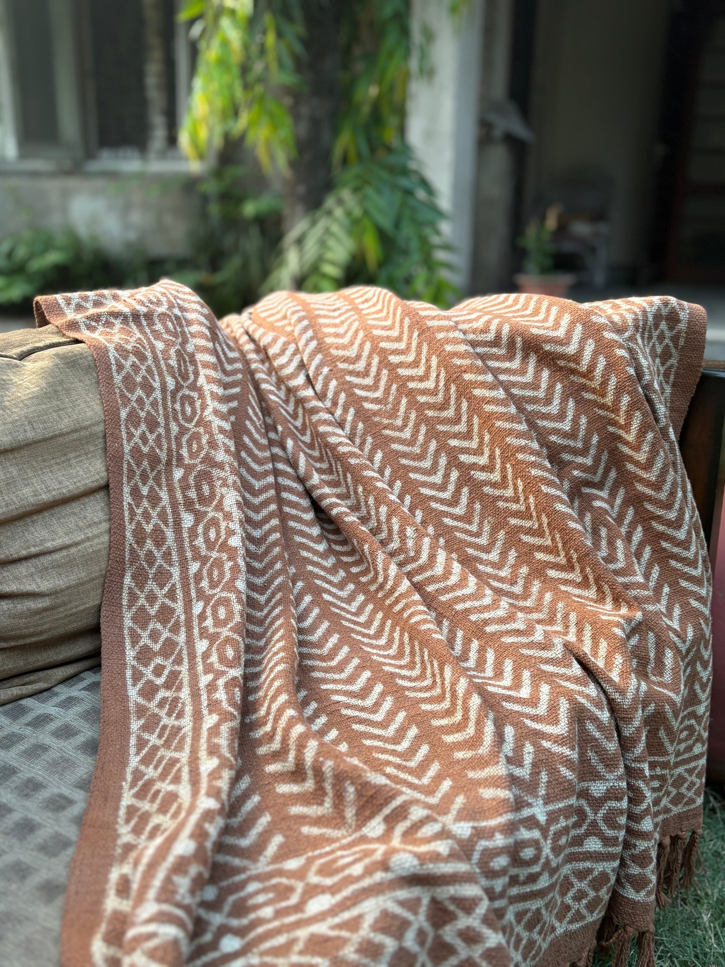 Dabu Print Handblock Sofa Throw