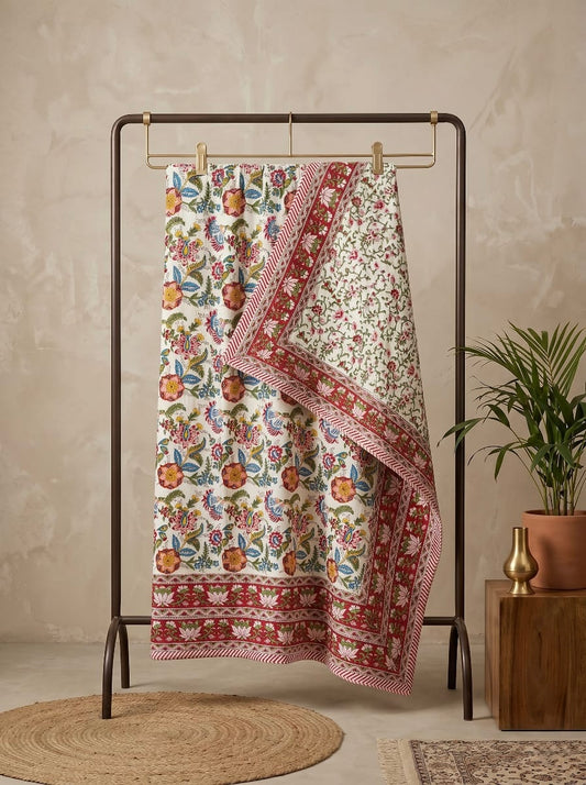 Pomegranate Block Printed Reversible Dohar