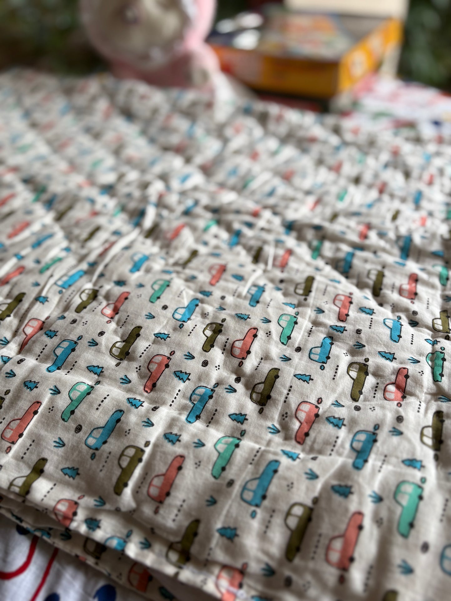 Natural Dyed Handblock Baby Quilts Cars Edition (Surgical Cotton)