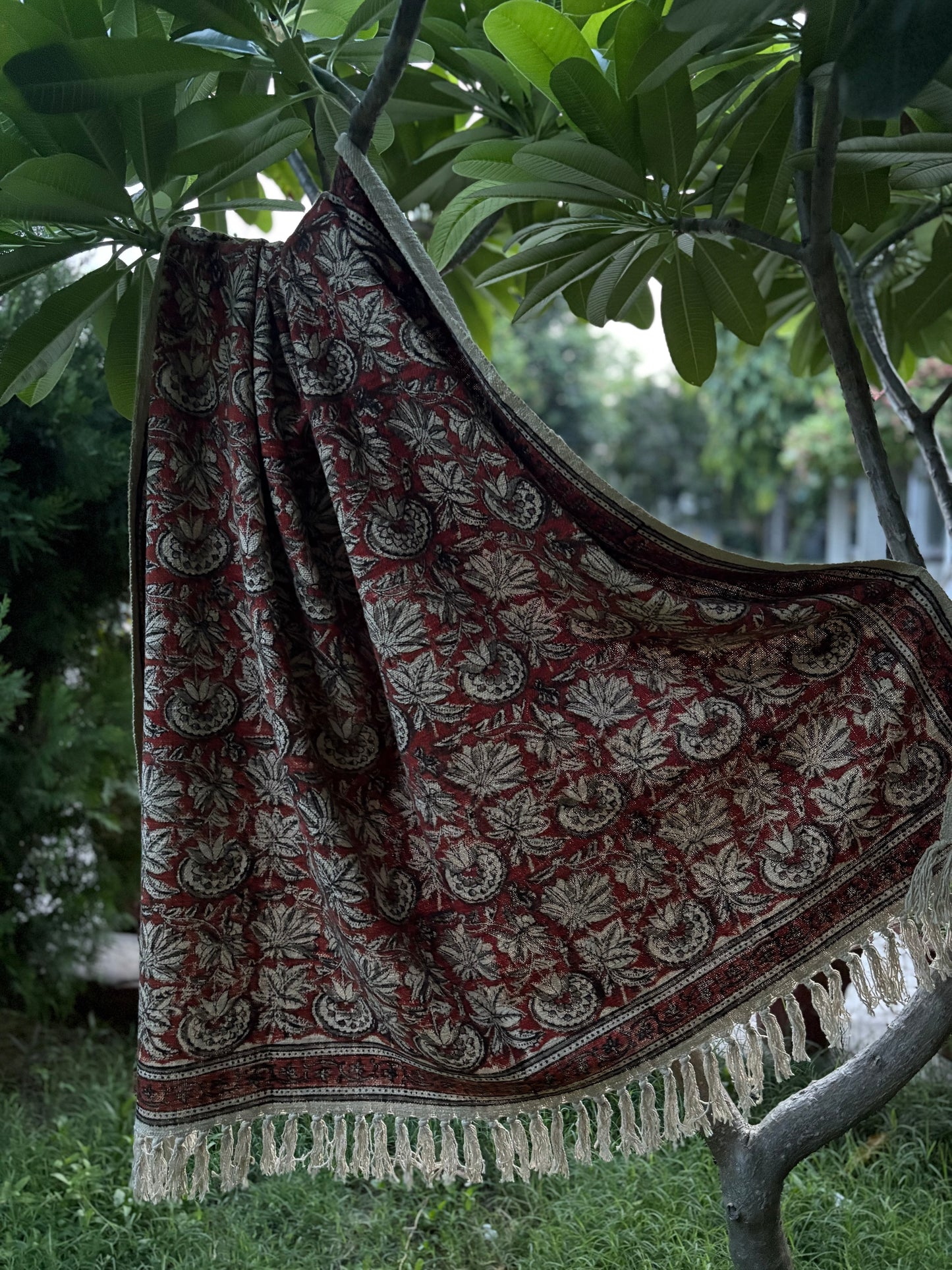 Hand Block Kalamkari Sofa Throw