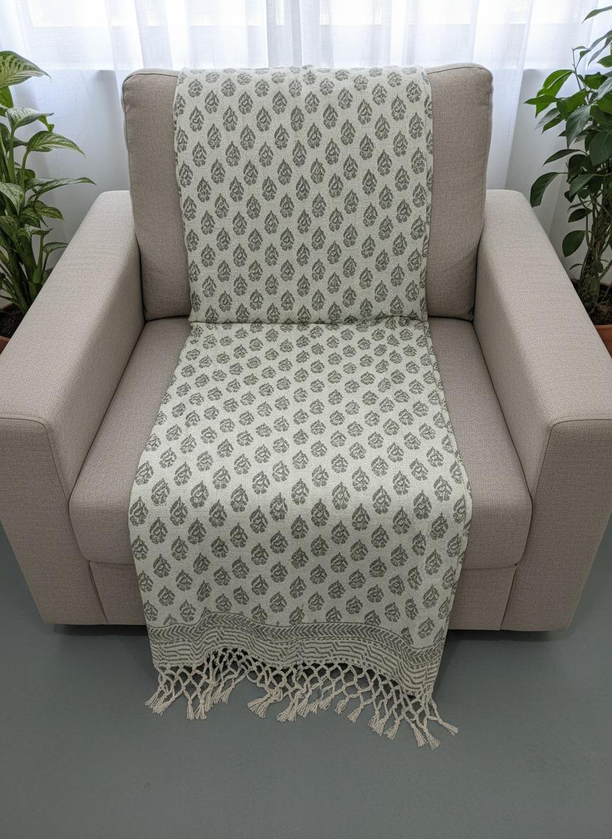 Premium Handblock Printed Sofa Throw & Mini-Bedcover