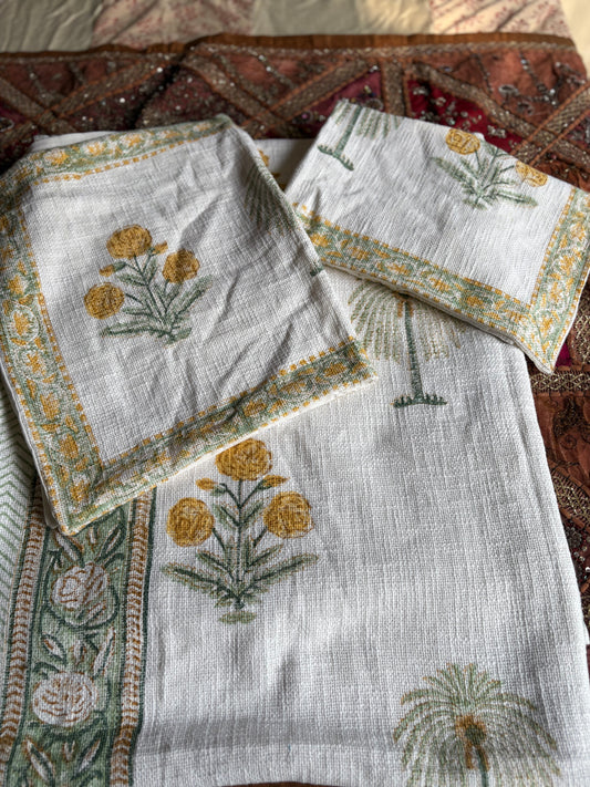 Mughal Buta Hand Block Jute Bedcover
