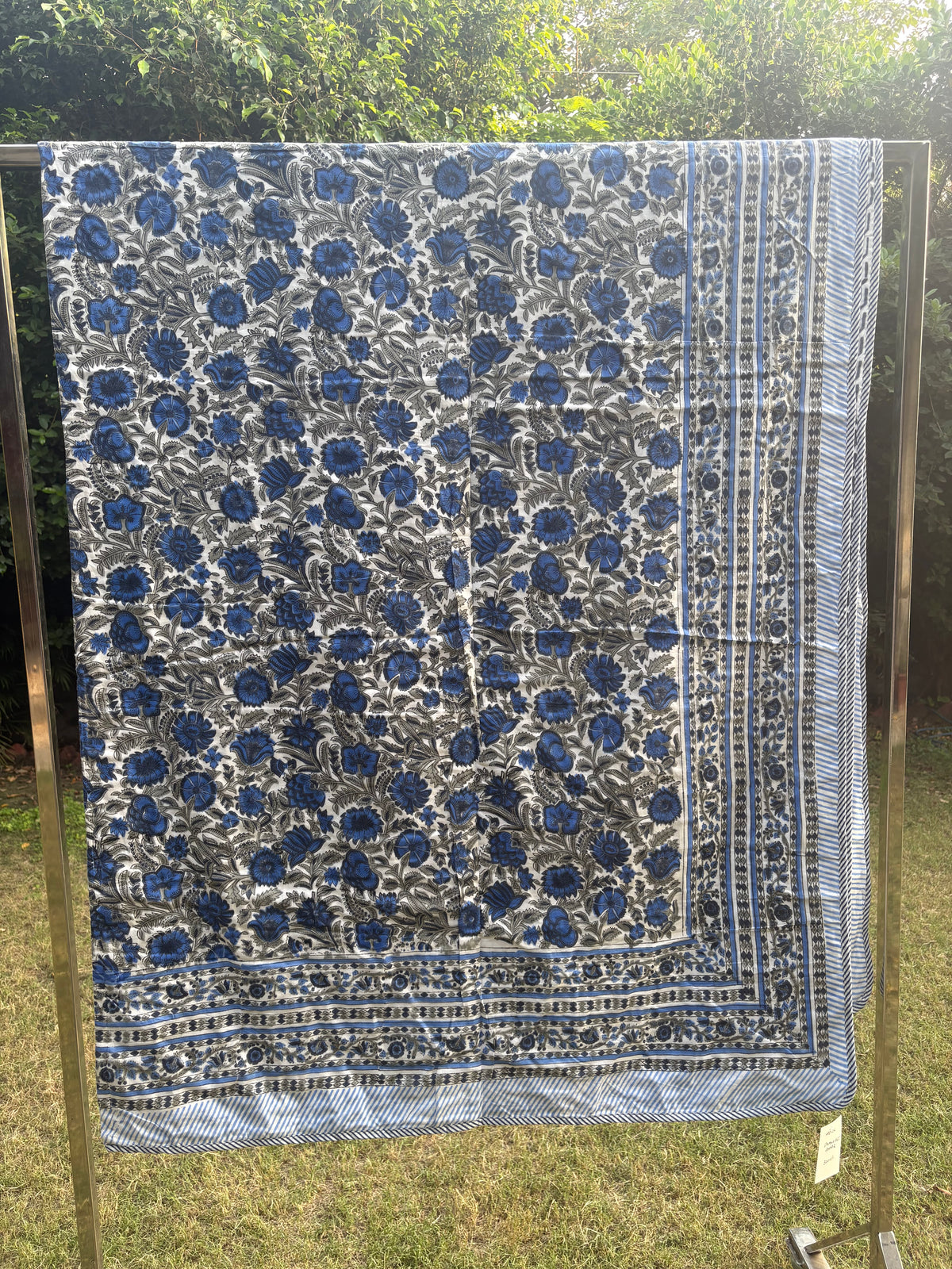 Blue Floral Block Printed Reversible Dohar