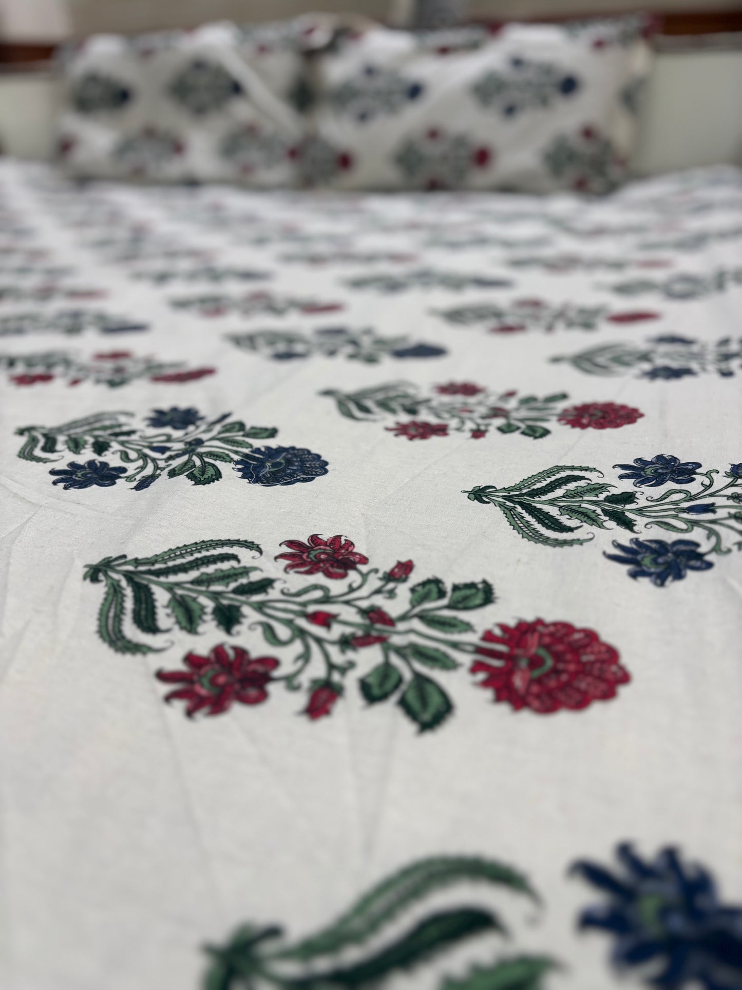 Fitted Floral Handblock Bedsheet