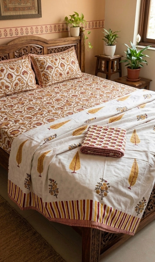 Handblock Dohar Pair (Mul Cotton) (60”x90”)