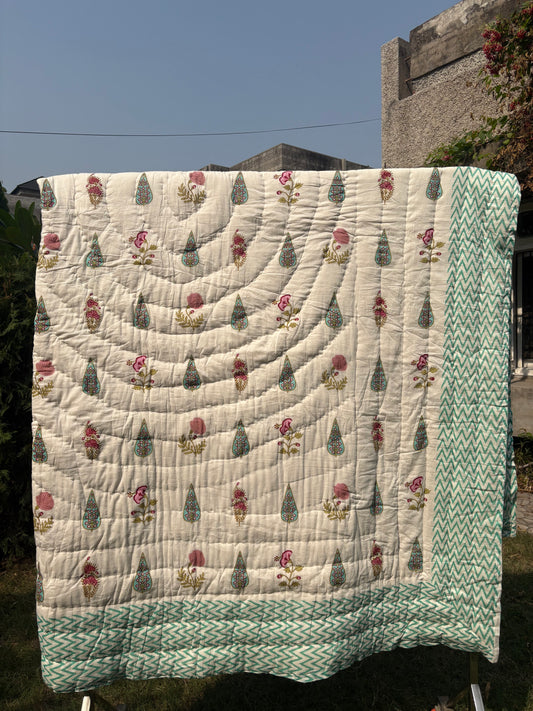 Mughal Reversible Cotton Single Quilt (Razai)
