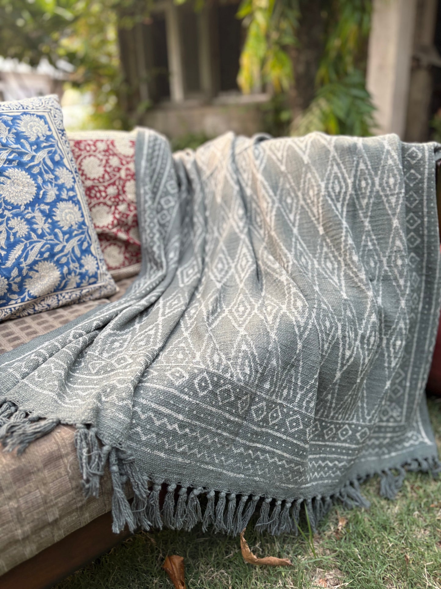 Dabu Print Handblock Sofa Throw