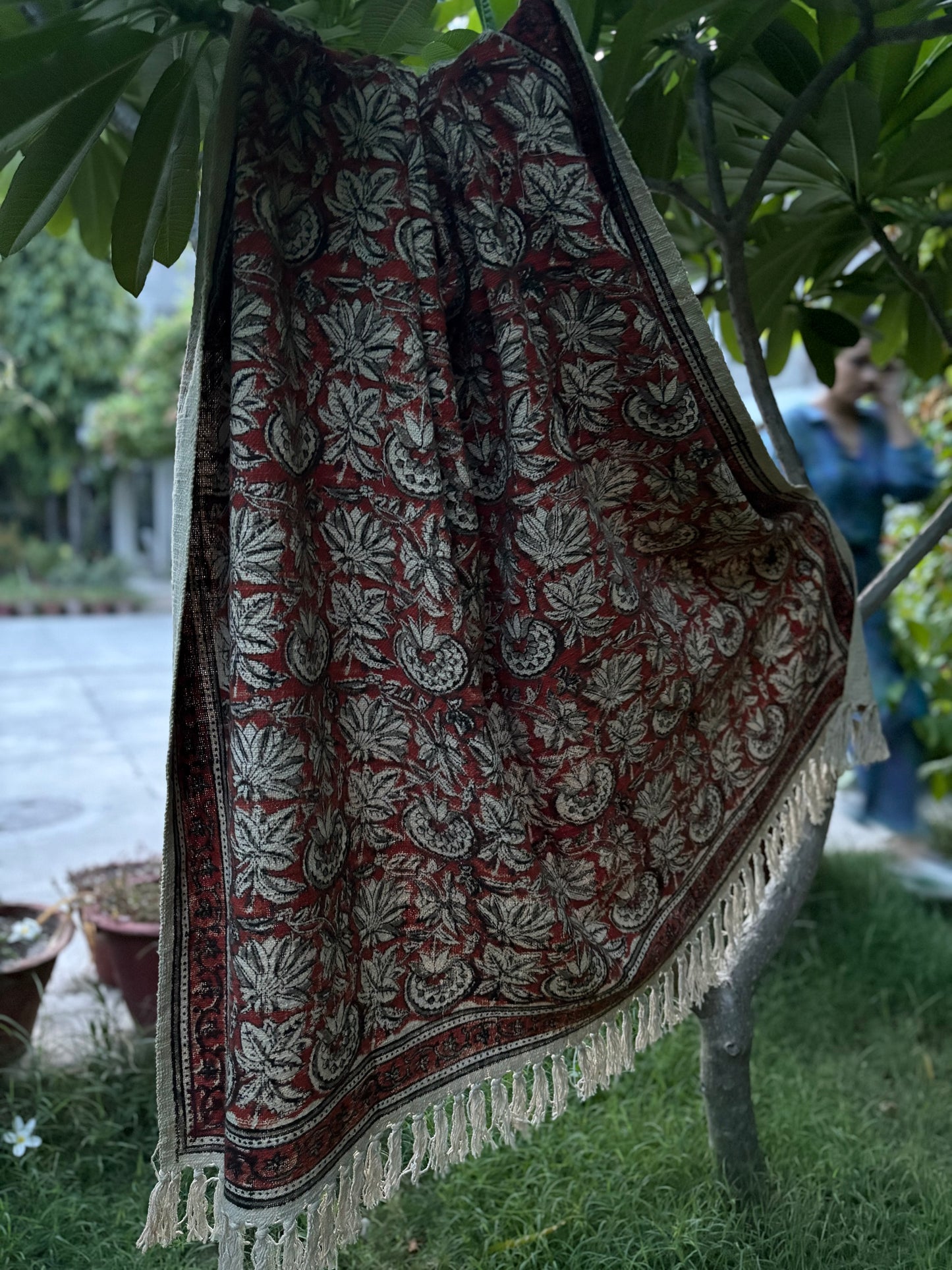 Hand Block Kalamkari Sofa Throw