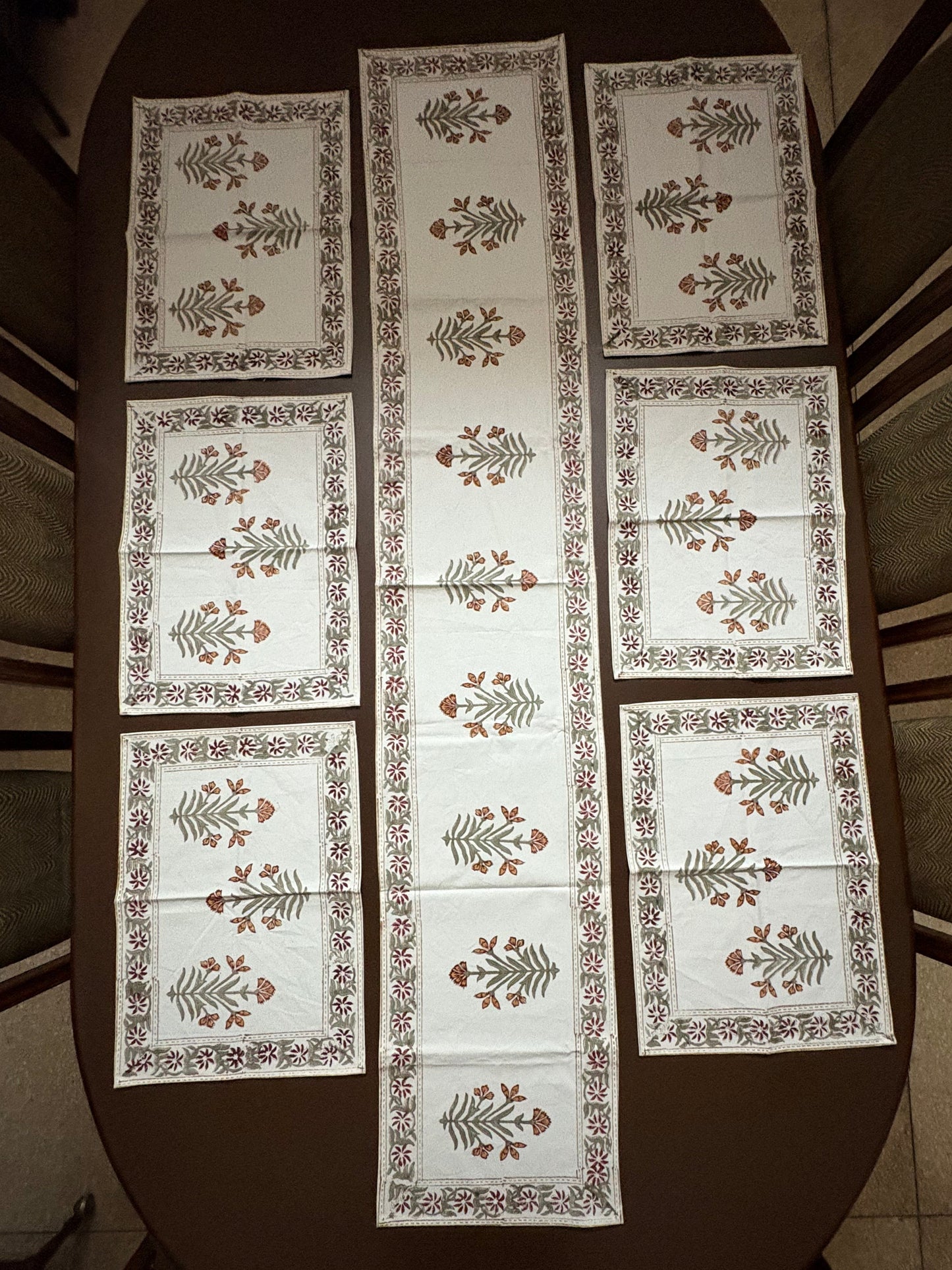 Set of patterned placemats on a round table table runners table mats table placemats and table linen at cheapest prices