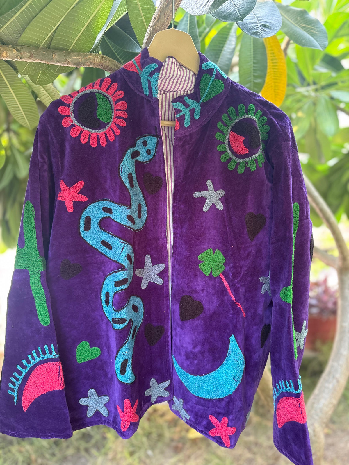 Violet Snake Hand Embroidered Suzani Jacket
