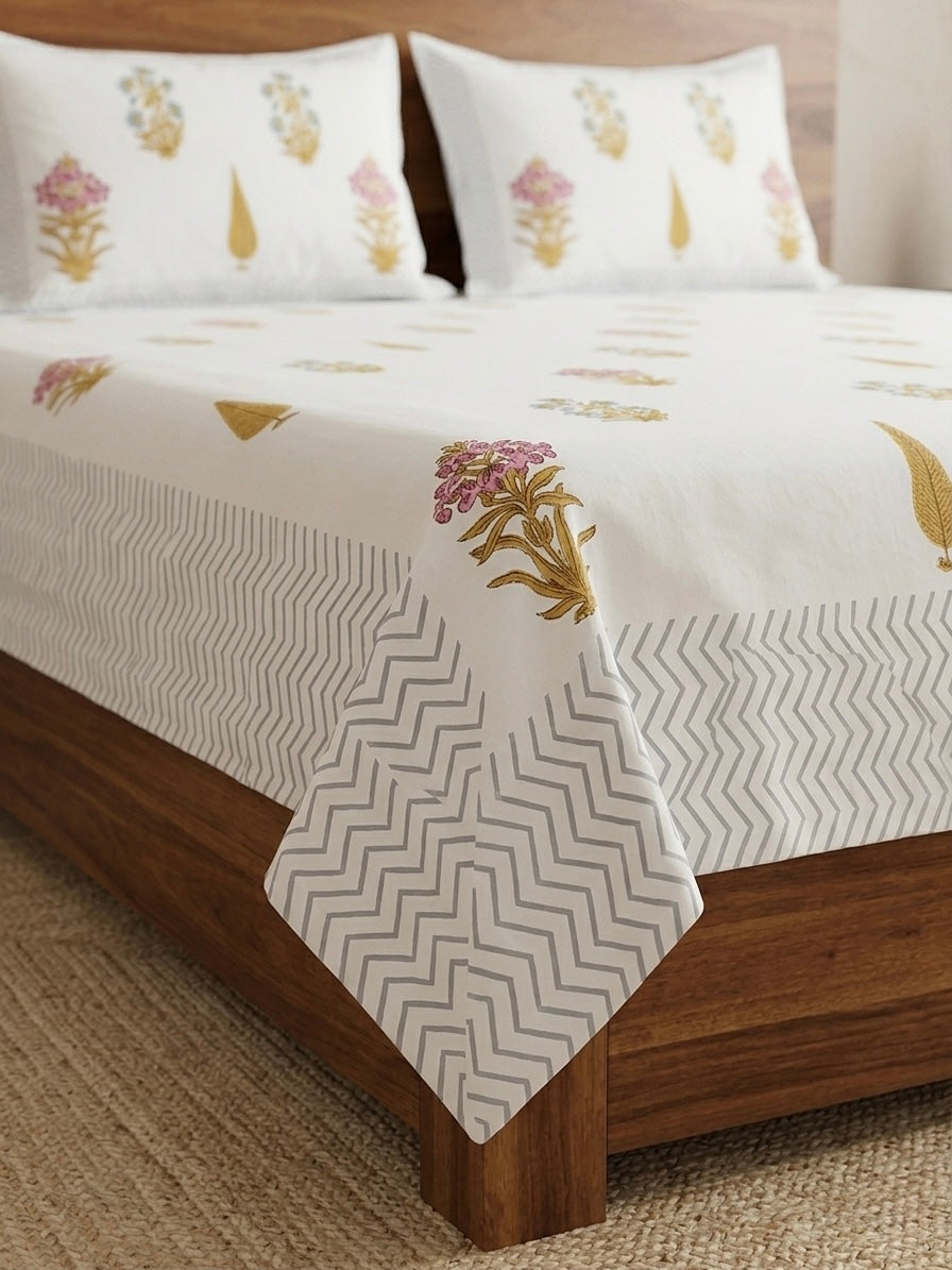 Percale Jaipuri Handblock printed bedsheet