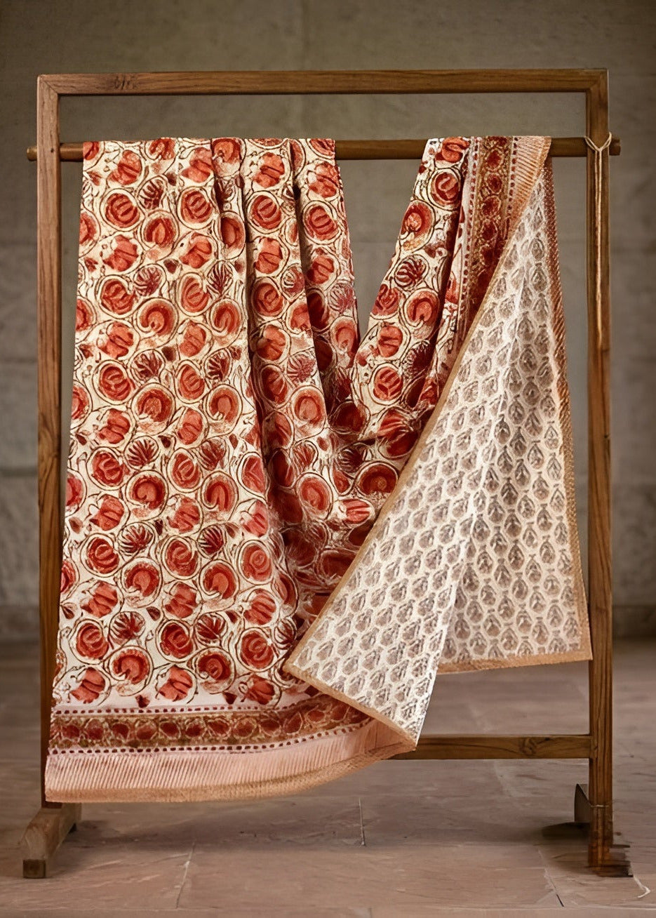 Authentic hand block printed Dohar Jaipuri Sanganeri bagru prints