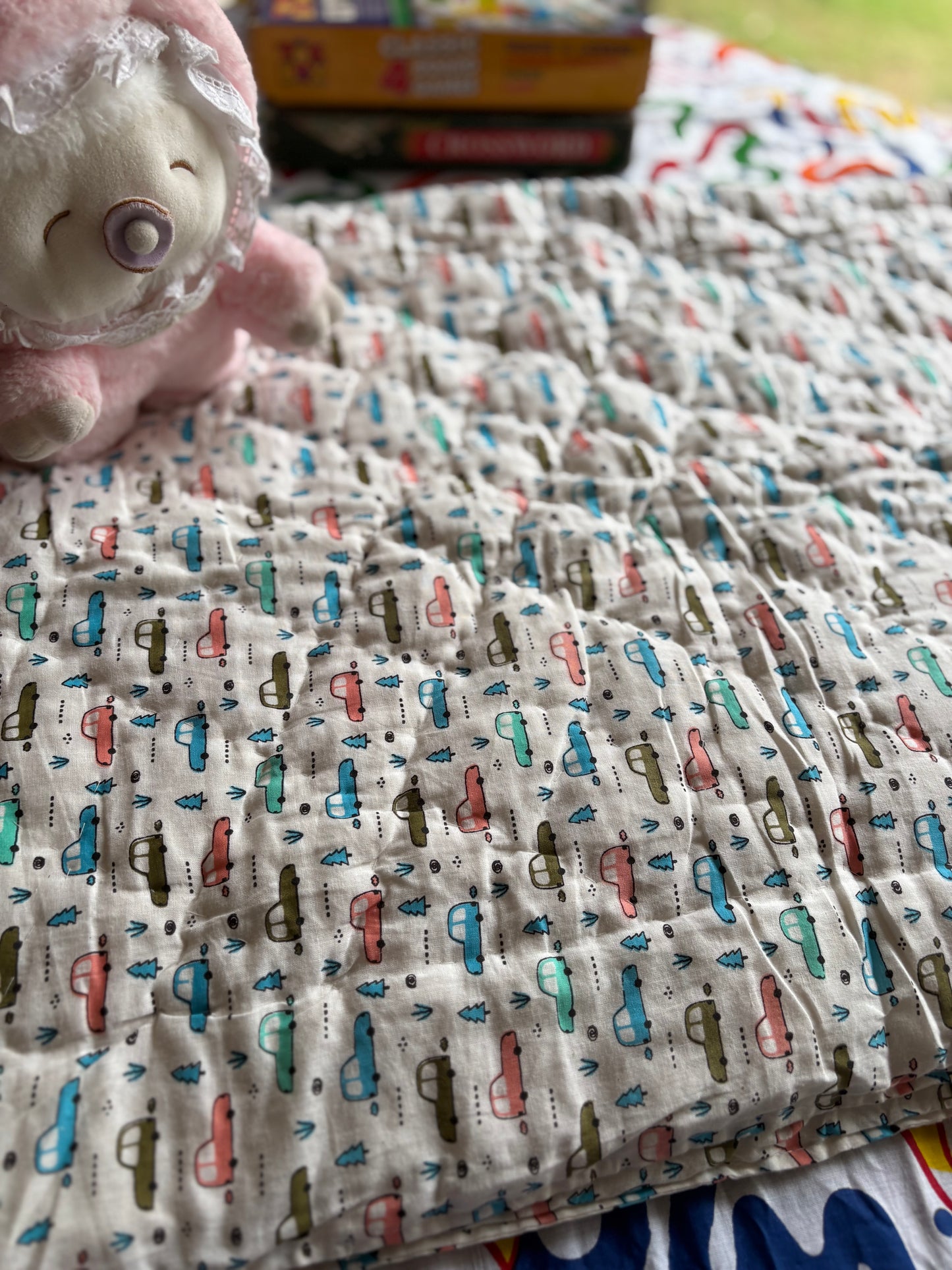 Natural Dyed Handblock Baby Quilts Cars Edition (Surgical Cotton)
