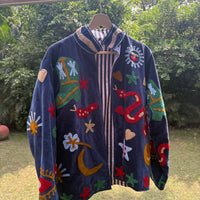 Blue Snake Hand Embroidered Suzani Jacket