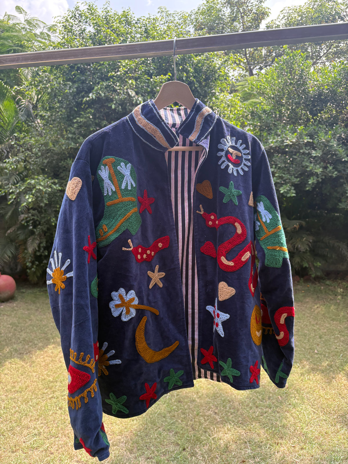 Blue Snake Hand Embroidered Suzani Jacket