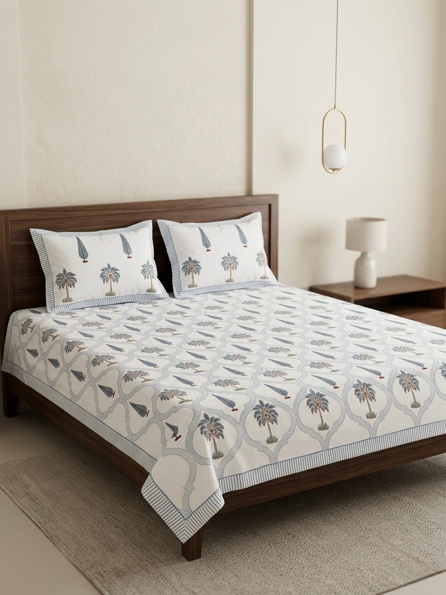 Percale Jaal Handblock bedsheets