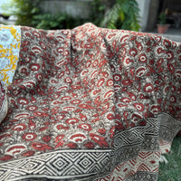 Hand Block Kalamkari Sofa Throw