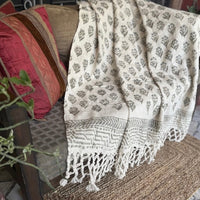 Premium Handblock Printed Sofa Throw & Mini-Bedcover
