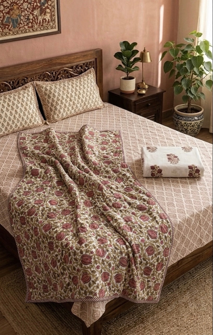 Handblock Dohar Pair (Mul Cotton) (60”x90”)
