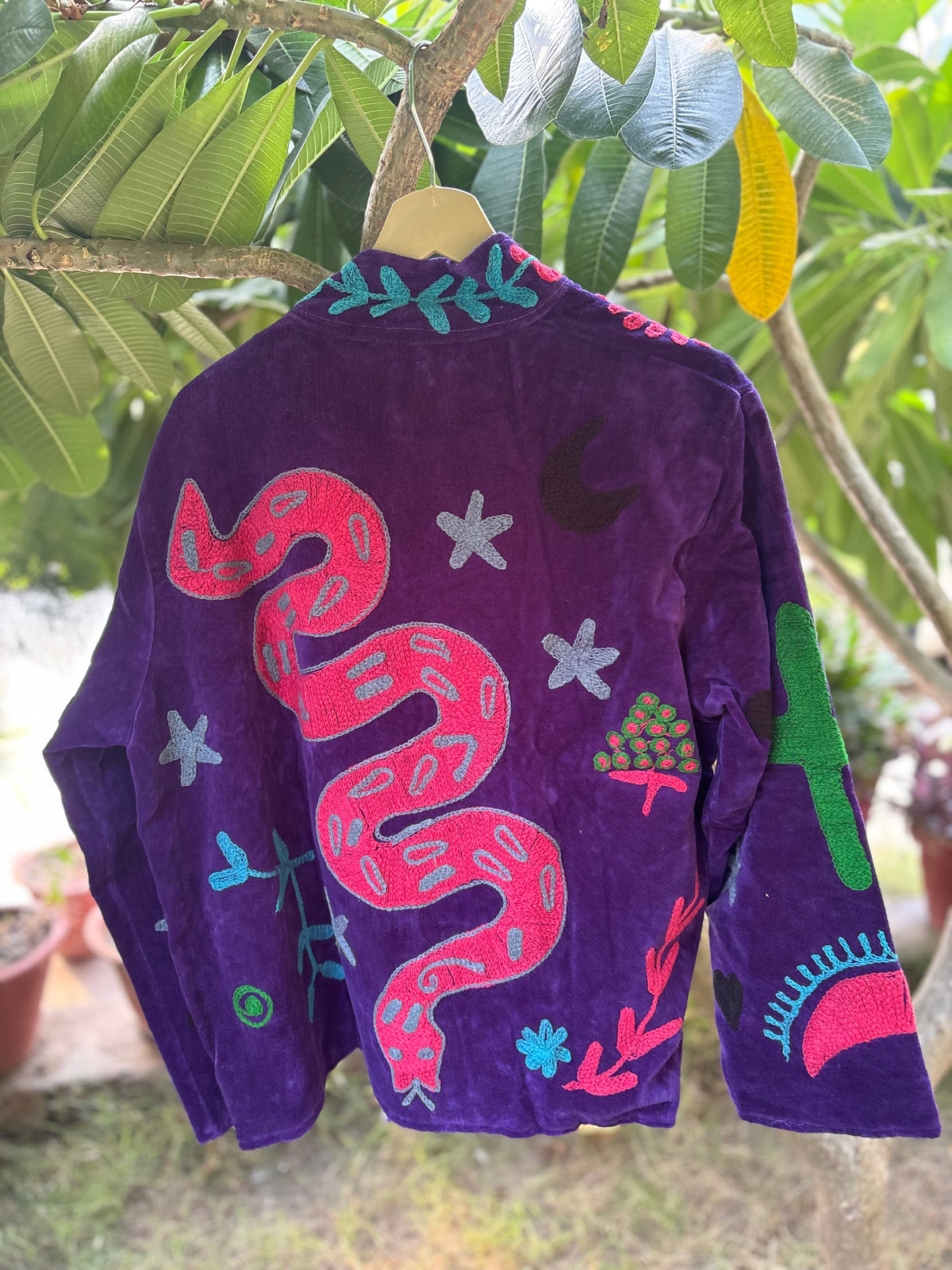 Violet Snake Hand Embroidered Suzani Jacket