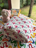 Flamingo Handblock Baby Quilt (Surgical Cotton)