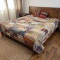 Silk Kantha Quilted Bedcover (Beige)