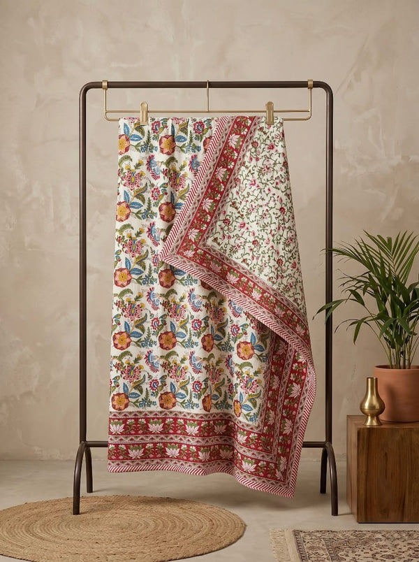 Pomegranate Block Printed Reversible Dohar