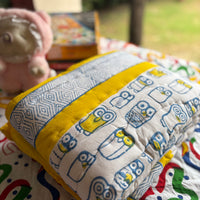Yellow Penguin Handblock Baby Quilt (Surgical Cotton)