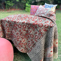 Hand Block Kalamkari Sofa Throw