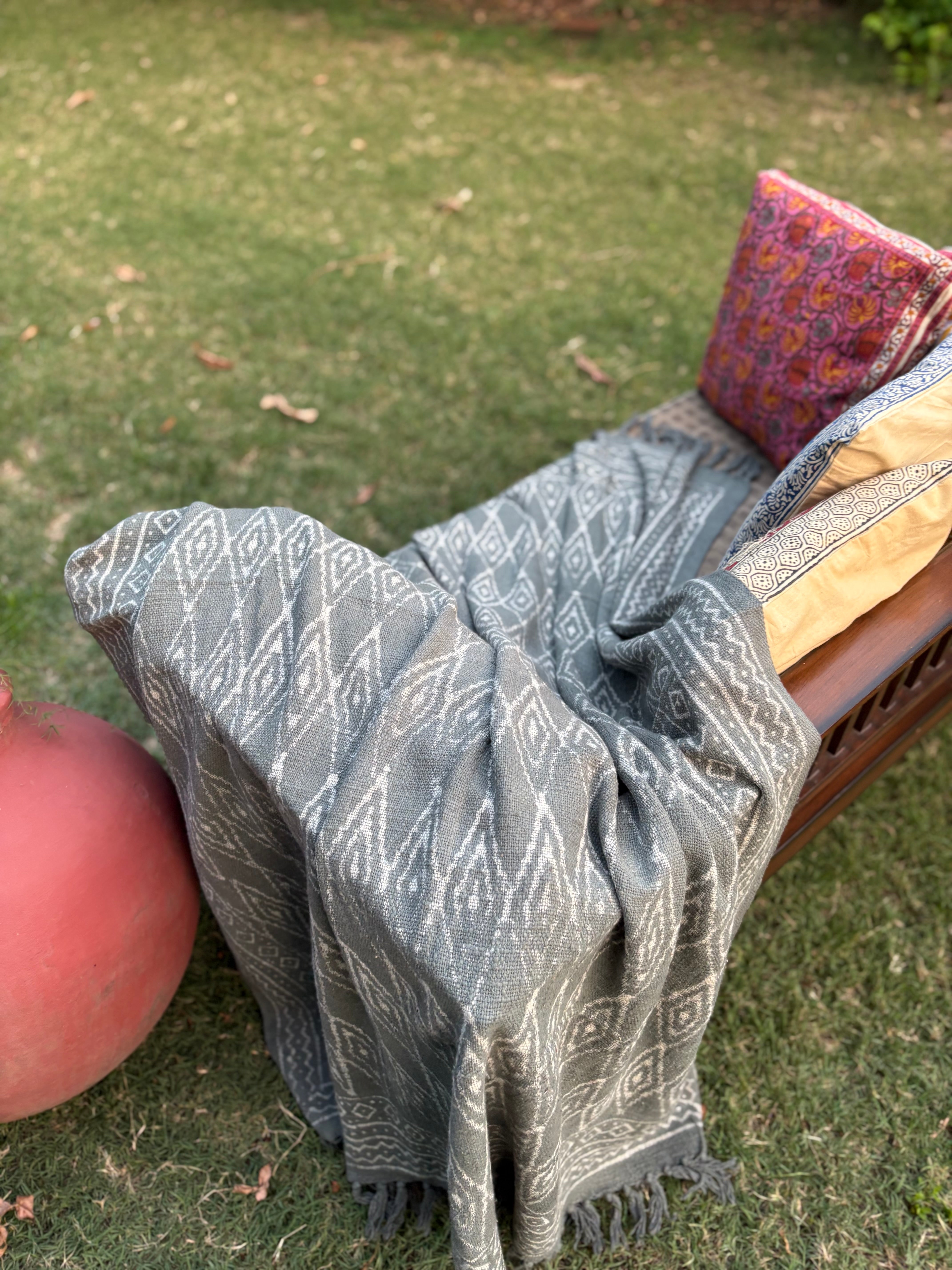 Dabu Print Handblock Sofa Throw