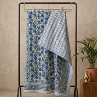Blue Floral Block Printed Reversible Dohar