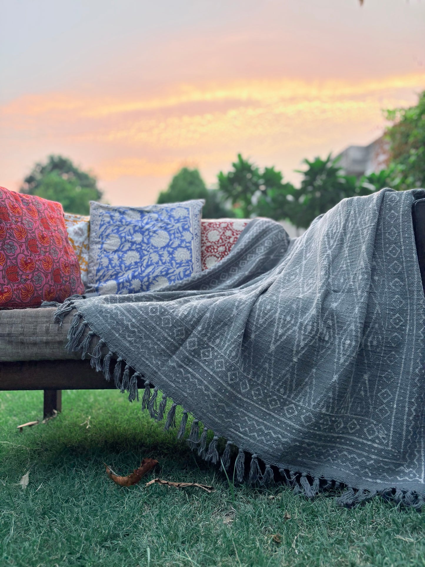 Dabu Print Handblock Sofa Throw