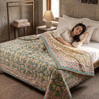 Handblock Double Bed Dohar (Mul Cotton) (90”x108”)