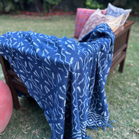 Hand Block Indigo Sofa Throw