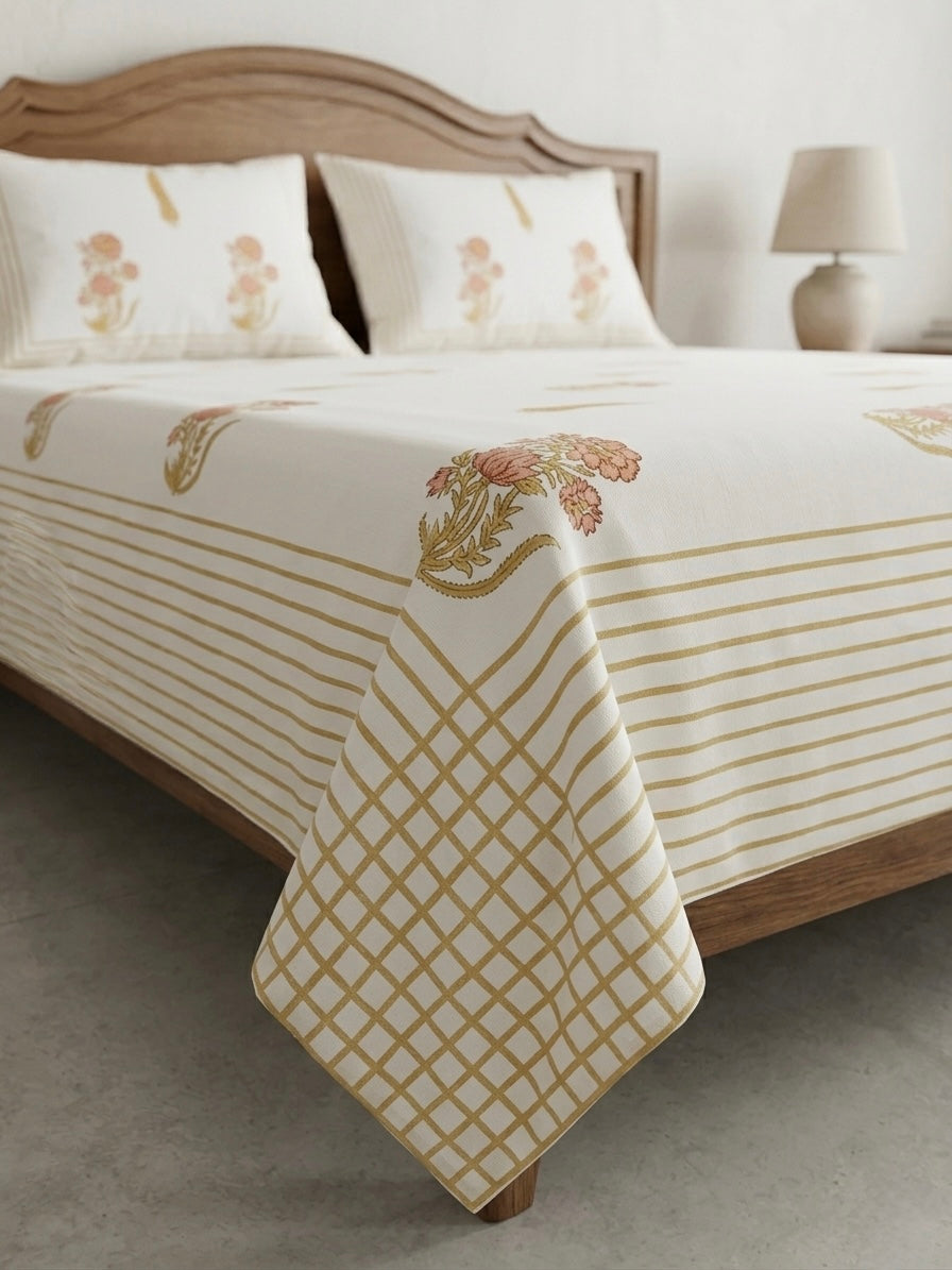 Percale Jaipur Paisley Palm Woodblock bedsheet