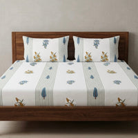 Percale Poppy Palm Jaipur Handblock Bedsheet