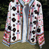 Snow White Hand Embroidered Suzani Jacket