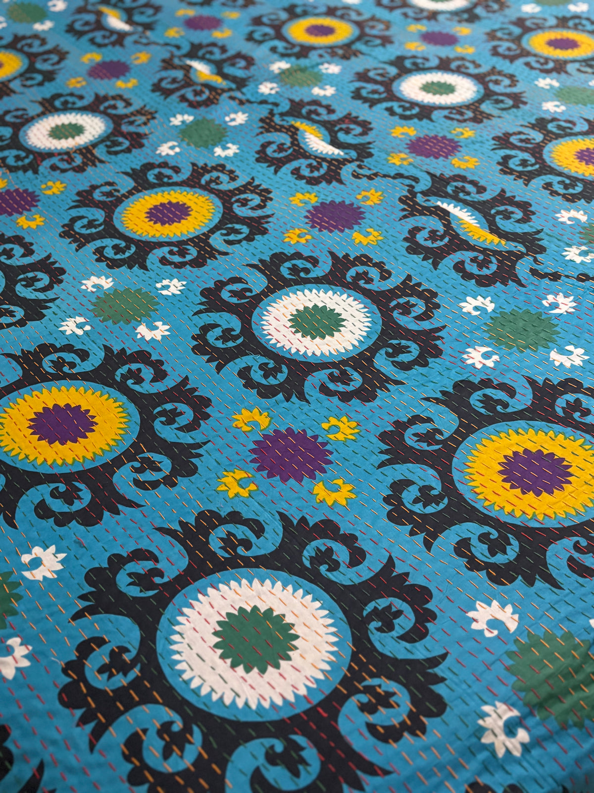 Mandala Kantha Quilted Bedcover
