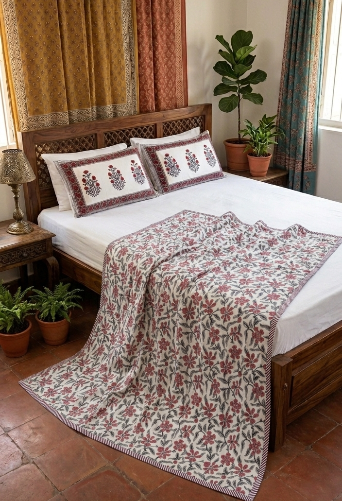 Handblock Dohar Pair (Mul Cotton) (60”x90”)