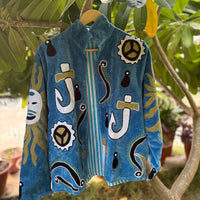 Sun God Cyan Hand Embroidered Suzani Jacket
