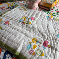 Colour Clouds Handblock Baby Quilt (Surgical Cotton)