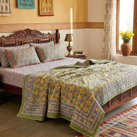 Handblock Double Bed Dohar (Mul Cotton) (90”x108”)
