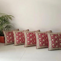 Hand Block Printed Cotton Cushion Covers Set of 5 | Jaipur Floral Pillow Covers