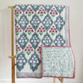 Floral Jaal Block Printed Reversible Cotton Quilt (Razai)