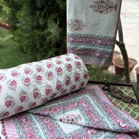 Hand Block Print Bedsheet & Reversible Comforter Set | 100% Cotton Bedding Set