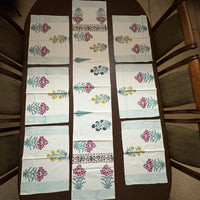 Hand Block Canvas Table Runner & 6 Mats Set