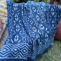 Hand Block Indigo Sofa Throw