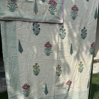 Rosa Hand Block Jute Bedcover