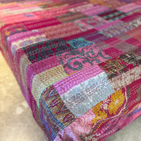 Silk Kantha Quilted Bedcover (Magenta)