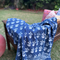 Hand Block Printed Indigo Sofa Throw
